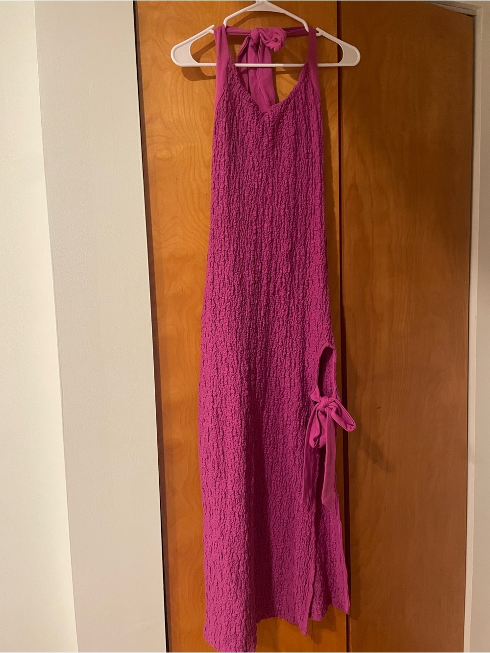 Free People Fuchsia Pink Textured Midi Dress